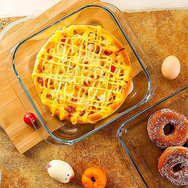 Popular Glass Baking Dishes Square Glass Bakeware Glass Baking Tray Durable Glass Baking Dish High Temperature Resistant Glass Bakeware