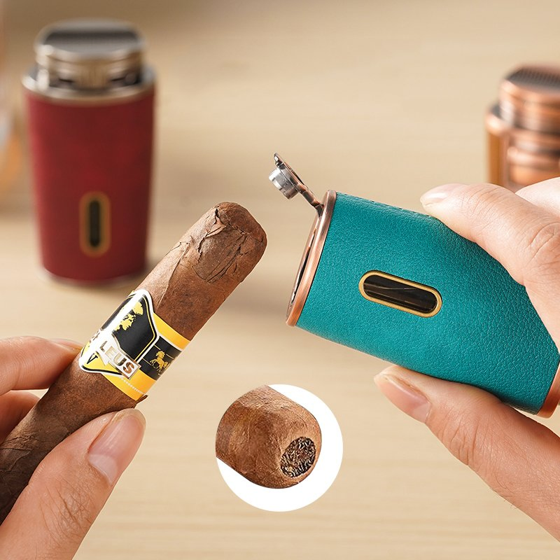 Cigar Specific Dual Flame Lighter with Cigar Cutter