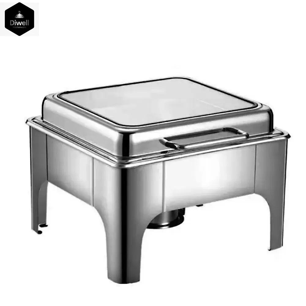 Restaurant Supplies Hydraulic Square Chafing Dish with Glass Lid
