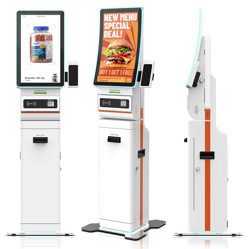 23.6 Inch Floor Standing Self Service Cash Payment Kiosk Shopping Mall