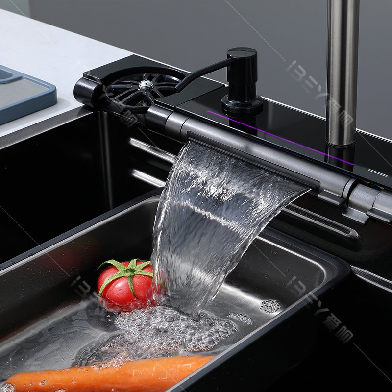 Hydro Power LED Kitchen Sink in Factory Price and Honeycomb Finish with Pull Down Faucet