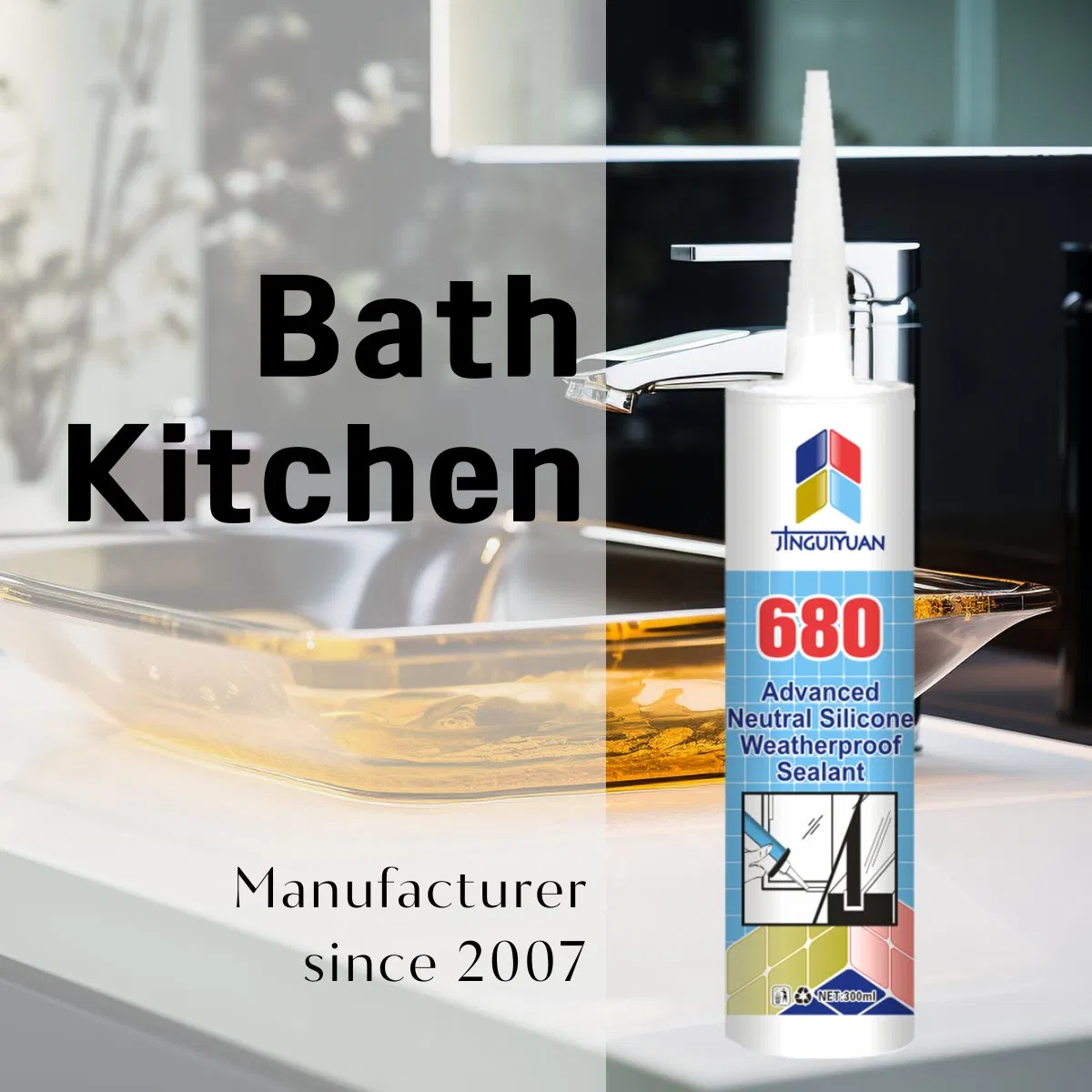 Topsen High-Performance Long-Lasting Mildew-Free Kitchen and Bathroom Silicone Sealant for Moisture Protection