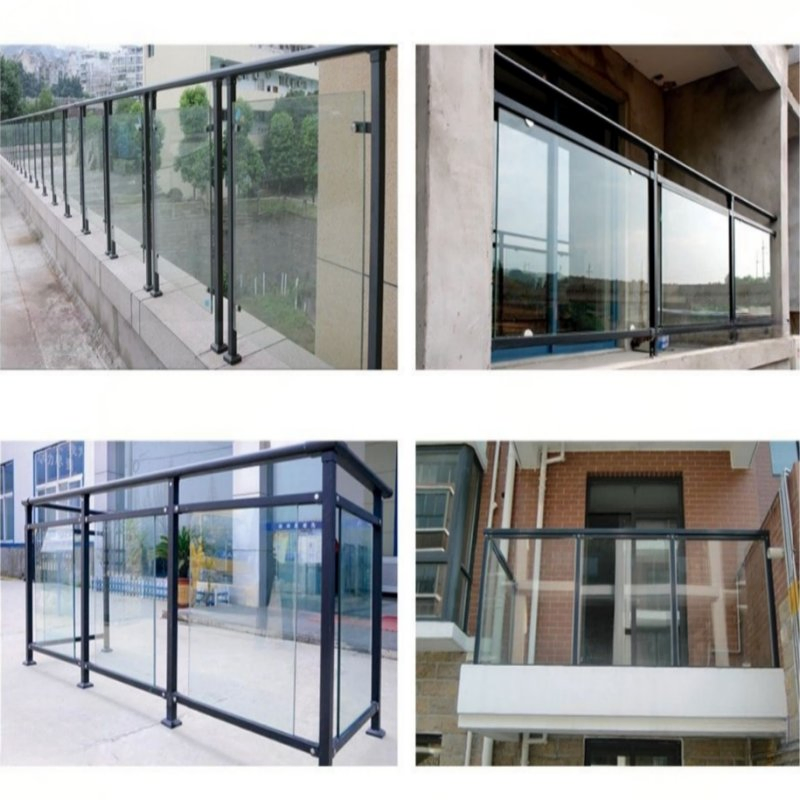 Outdoor Aluminum Railing Post and Handrail System with Mounting Hardware