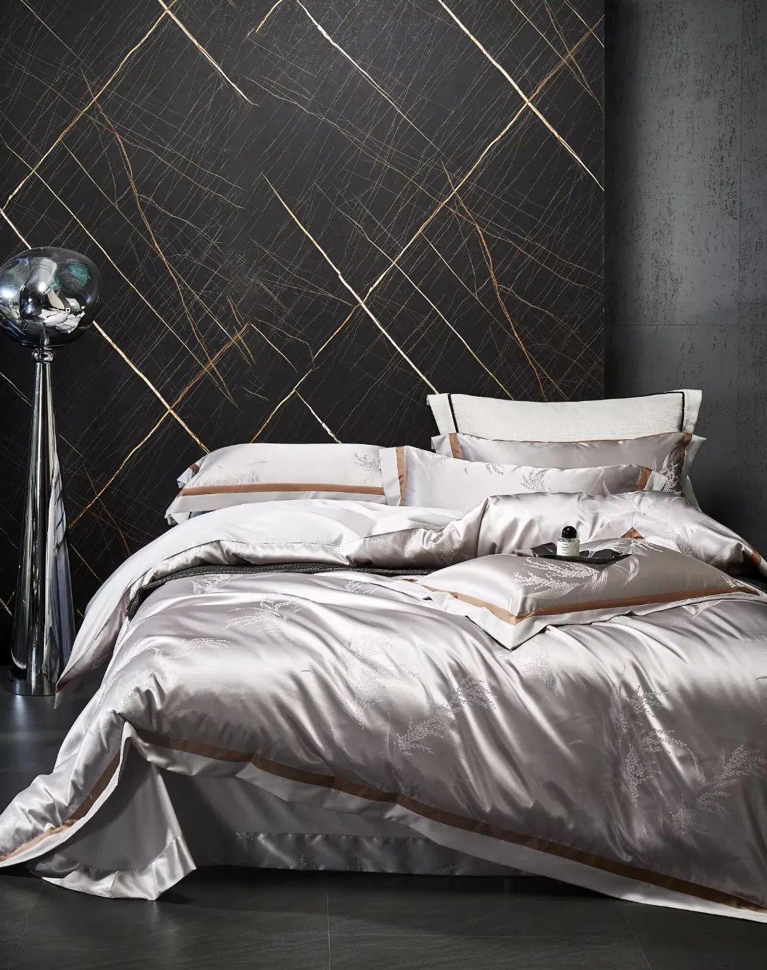 Custom Wholesale Solid 100% Cotton Silk Duvet Cover Flat Sheet Pillow Case Bedding Set