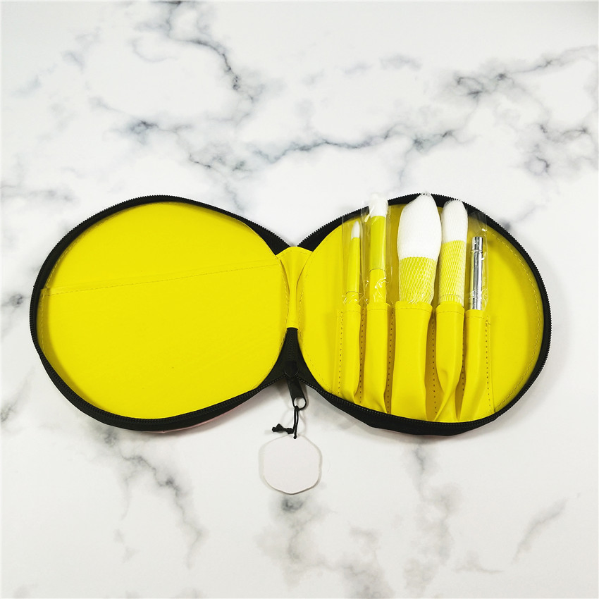 New Multi-Functional Artificial Fiber Egg Yellow 5 Makeup Brushes Set