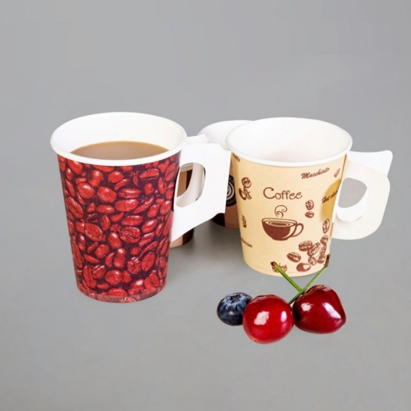 Wax Coated Disposable Food-Grade Coffee Drinking Paper Cup with Handle