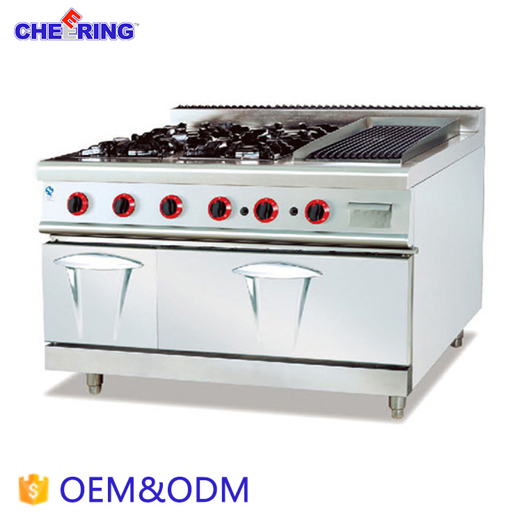 Heavy Duty Gas Range with 4-Burner and Lava Rock Grill