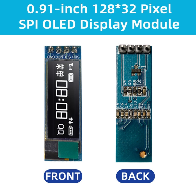 OLED дисплей 0.91 дюйма, 128x32 пикселя, интерфейс I2C