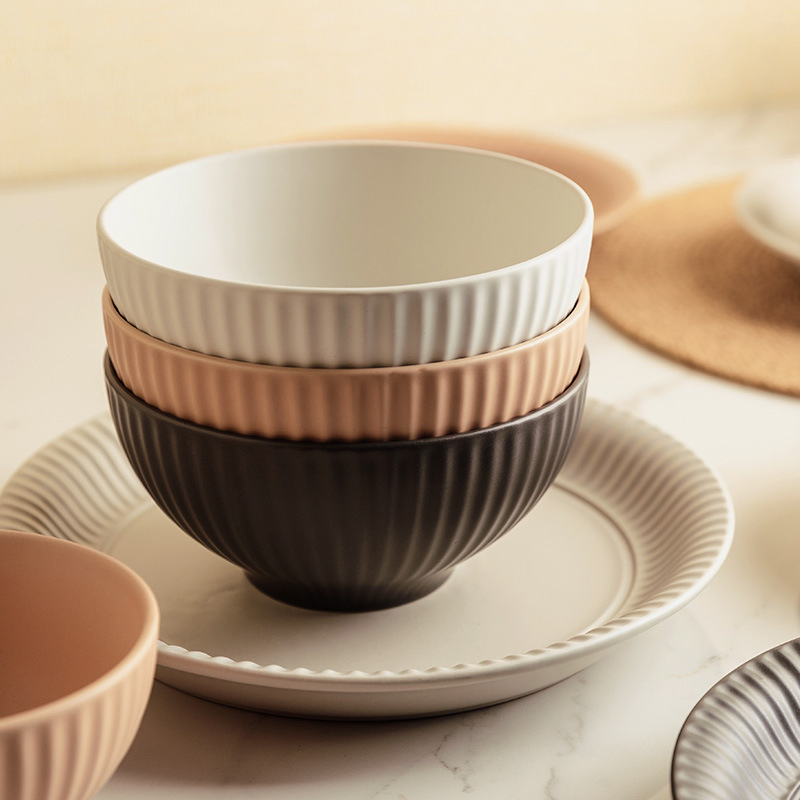 Japanese Ceramic Bowl Good-Looking Eating Rice Bowl Household Simple Noodle Bowl Soup Bowl Korean Version of Ins Wind 2023 New Tableware