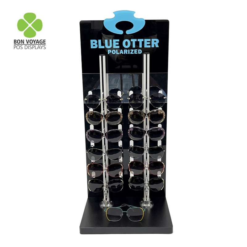 Countertop Lockable Acrylic&Wood Display Stand for Sunglasses Eyeglasses Goggles