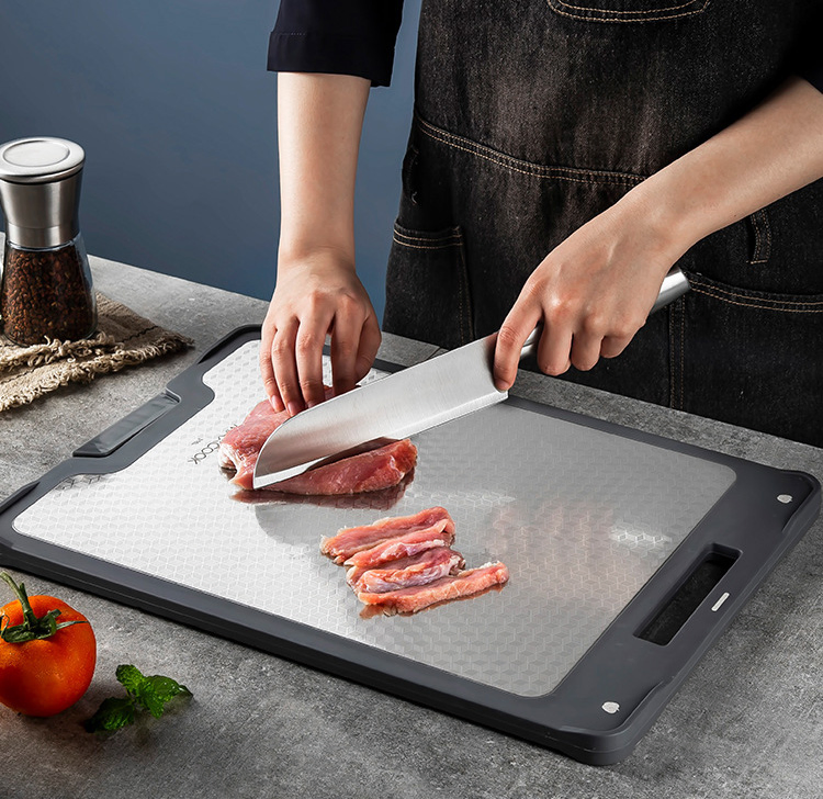 304 Stainless Steel Non-Slip Chopping Board for Food Cutting Stainless Steel Double-Sided Cutting Board
