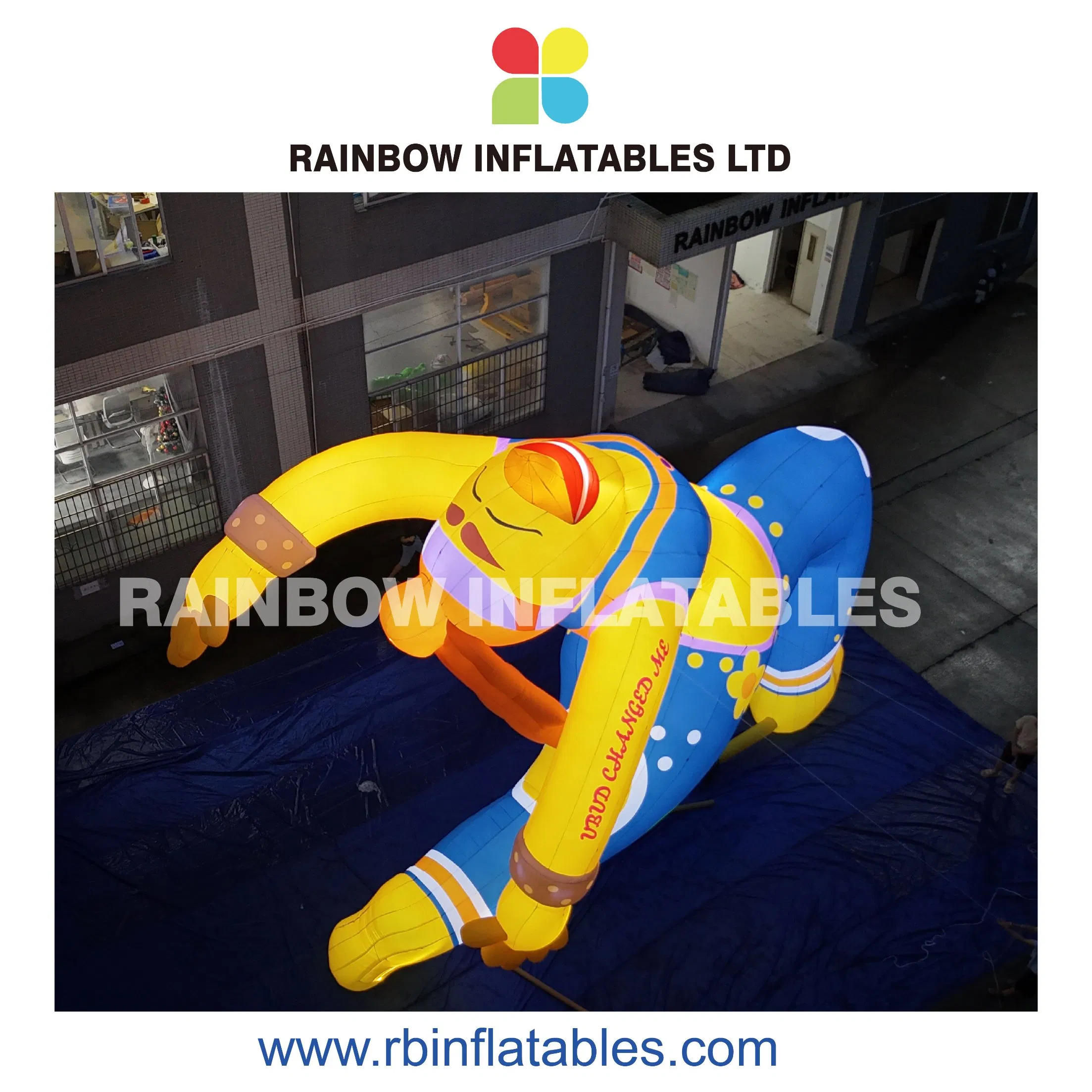 Light-up Inflatable Yoga Queen Character for Brand Advertisement and Night Scene