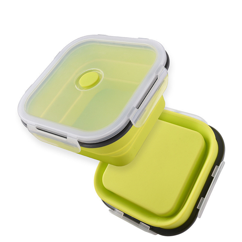 Folding Lunch Box, Folding Silicone Lunch Box, Microwave Bento Box, Portable Plastic Lunch Box, Fresh-Keeping Box, Outdoor Lunch Box