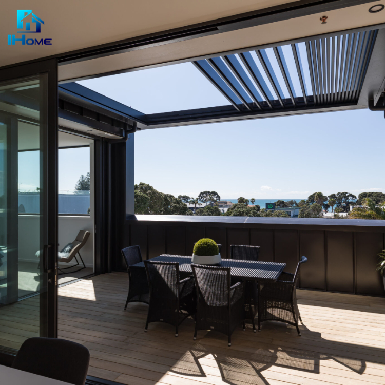 Automatic Rain Sensor Electric Patio Cover Aluminum Louvered Waterproof System Retractable Pergola Roofing for Terrace
