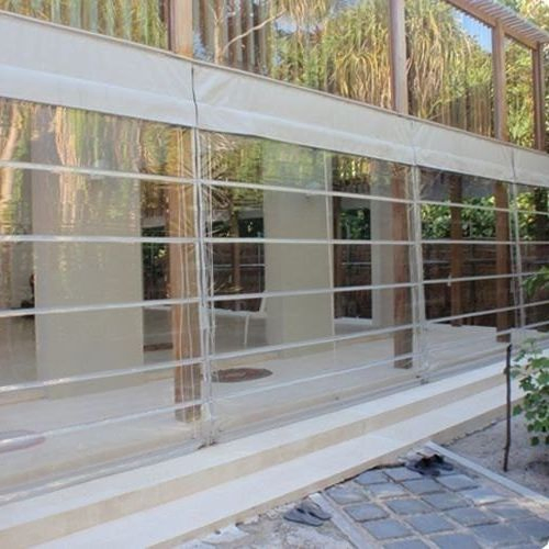 Clear Outdoor PVC Roman Shade Shutterstransparents Rain Protection Patio Window Outdoor Roller Modern Plastic Wheather