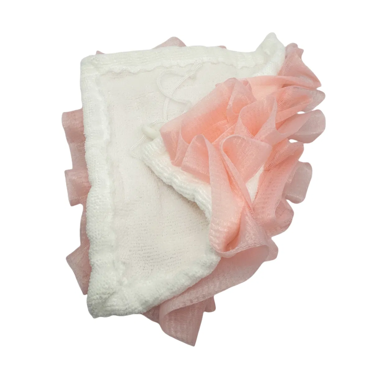 2-in-1 Bath Loofah Sponge with Drawstring Shower Washcloth Loofah for Exfoliating Shower