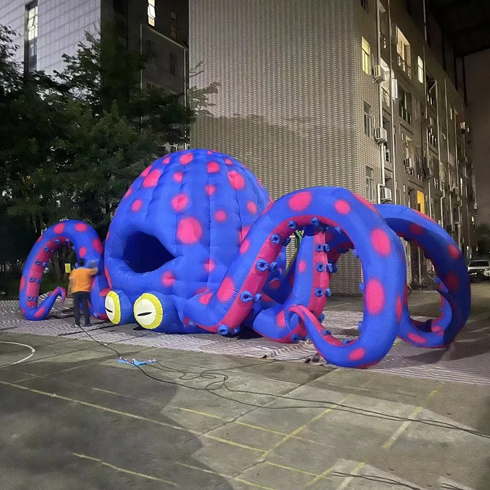 Massive 12m Wide Inflatable Octopus Bar Booth, Outdoor Music Festival DJ Events Backdrop