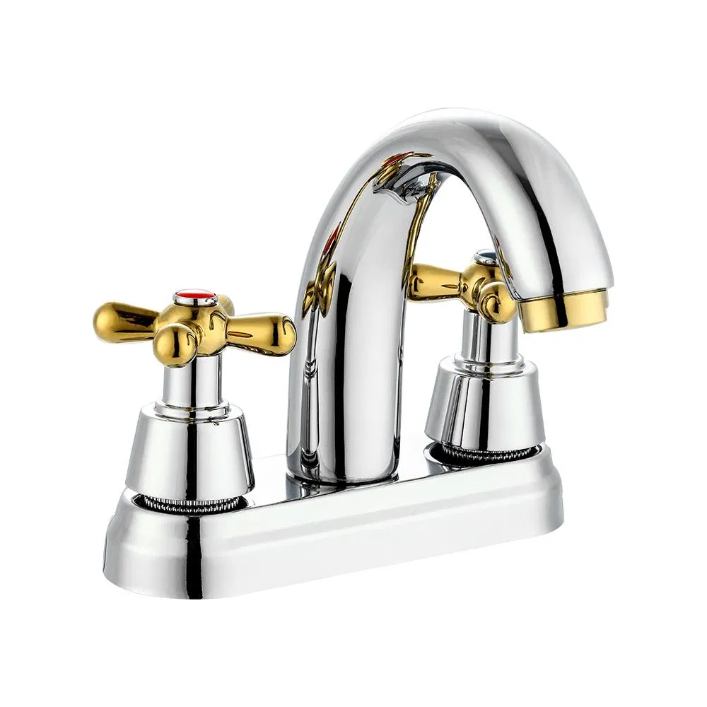 Смеситель для раковины с двойным крестом, хромированный