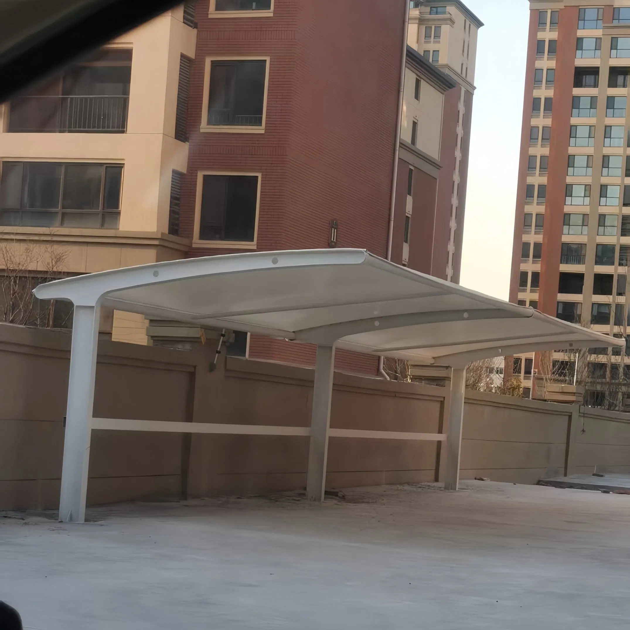 Complete System Including Gutters and LED Lights for a Fully Functional Parking Shade Carport
