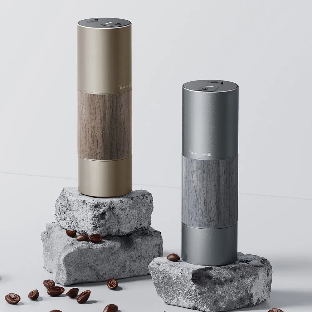 High Quality Wholesale Portable Coffee Grinder with One Button Start Premium Mini Grinder USB Color Box 25 90 Grey ABS RV