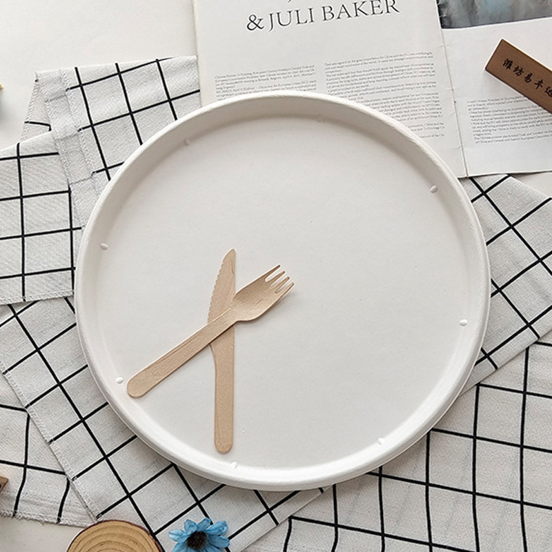 12" Dia320*15mm Round Disposable Tray Biodegradable Compostable Sugarcane Bagasse Pulp Pizza Tray