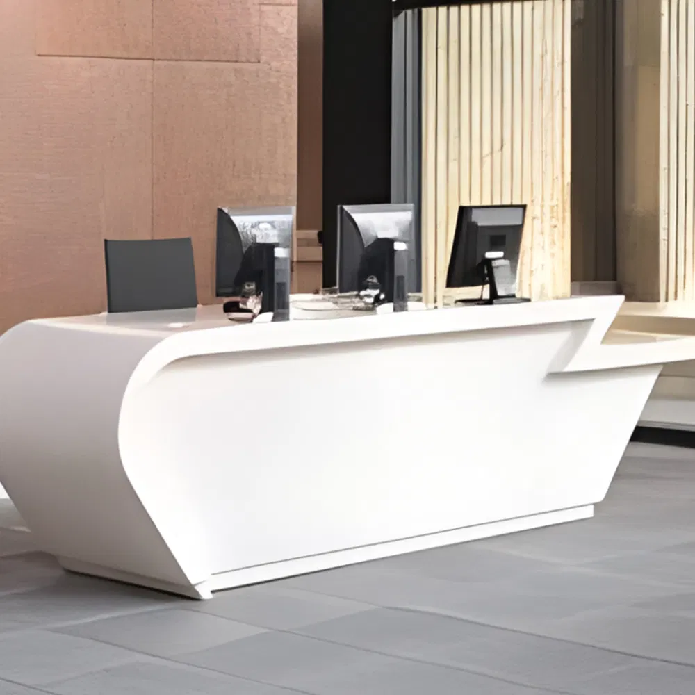 Sleek Modern White Artificial Stone Reception Desk for Sale