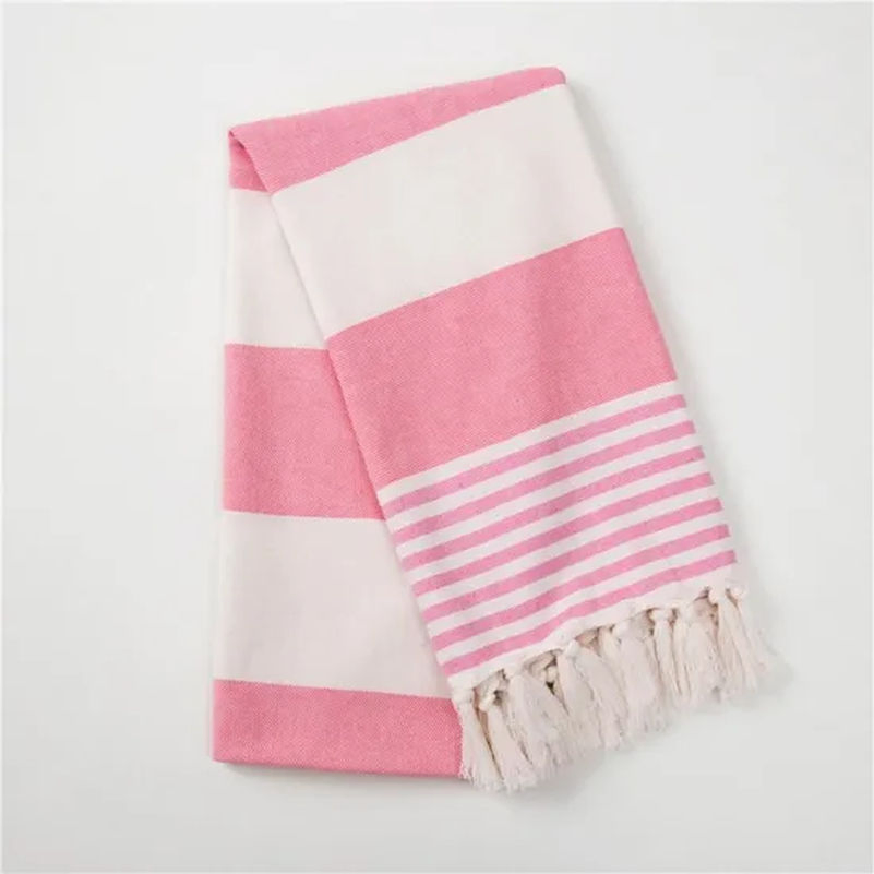 Multicolor Soft Bright Striped Tassel Cotton Bath Towel Fouta Beach Towel Turkish Towel Tg009_7