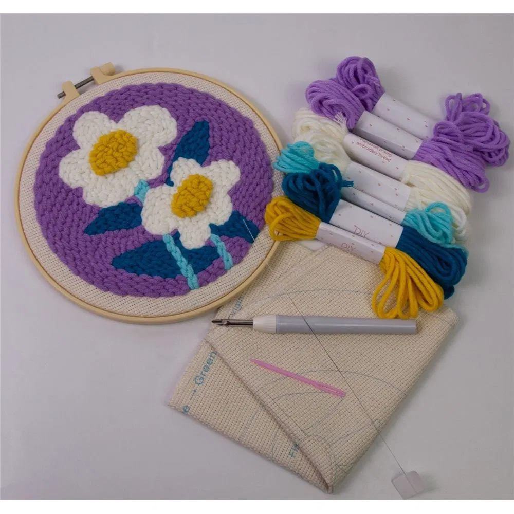 Custom New Arrival Punch Needle Kits Cross Stitch Embroidery Set Customized Dly Flower Punching Needle Kit for Wholesale