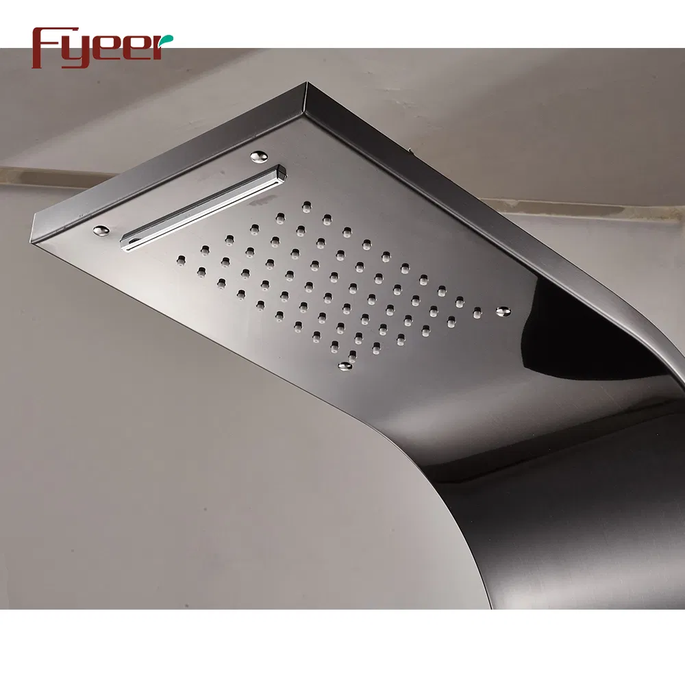 Fyeer Multifunction Massage Rainfall Stainless Steel Black Shower Panel