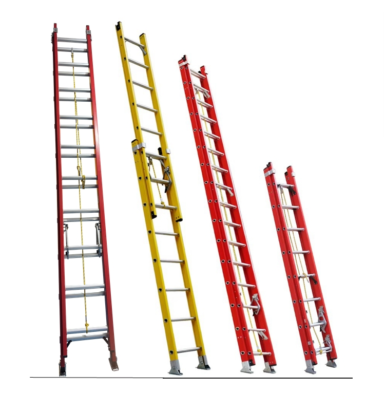 Super Quality 2 Section Industrial Step Extension Ladder Fiberglass Folding Ladder 2*20 Steps