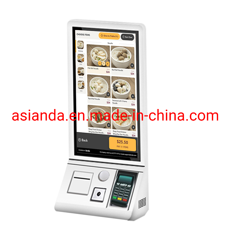 Supermarket Shopping Mall Wall Mounted Floor Standing Self Service Check out Ordering Kiosk Payment Machine with POS System