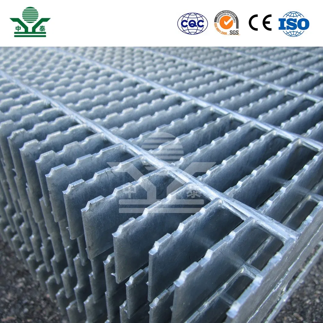 Zhongtai Galvanized Steel Grating Platform China Wholesalers Steel Trench Grating 1 - 3/16 Inch Bearing Bar Pitch Swimming Pool Overflow Steel Grating