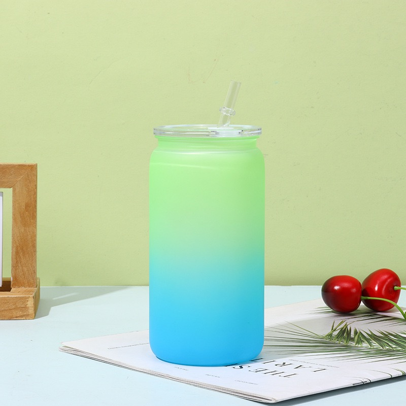 Градиентные стаканы 16oz с крышкой и трубочкой