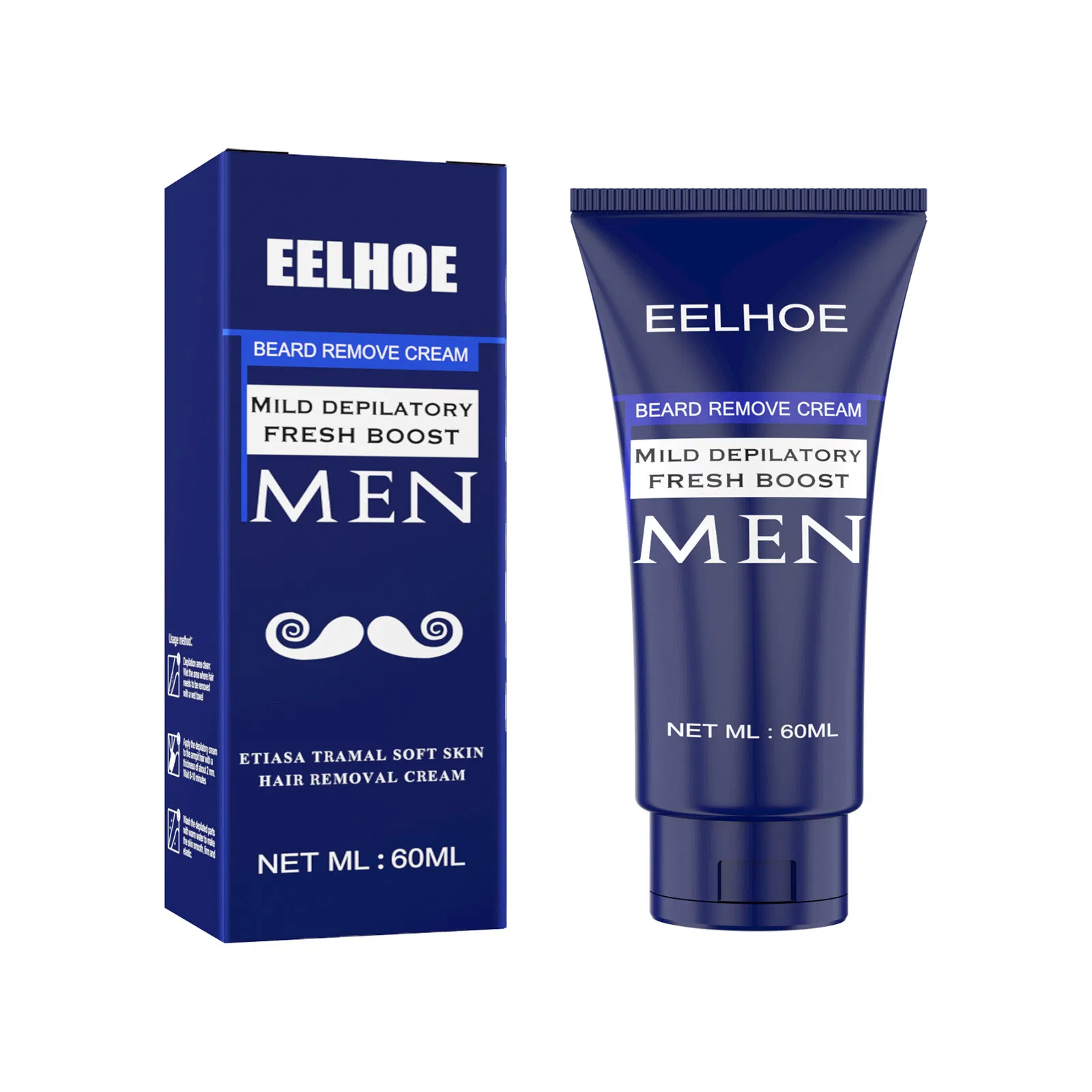 Men's Hair Removal Cream 60ml Men Beard Remove Cream Shave Smoothing Hair Softening Best Hair Removal Cream for Private Area
