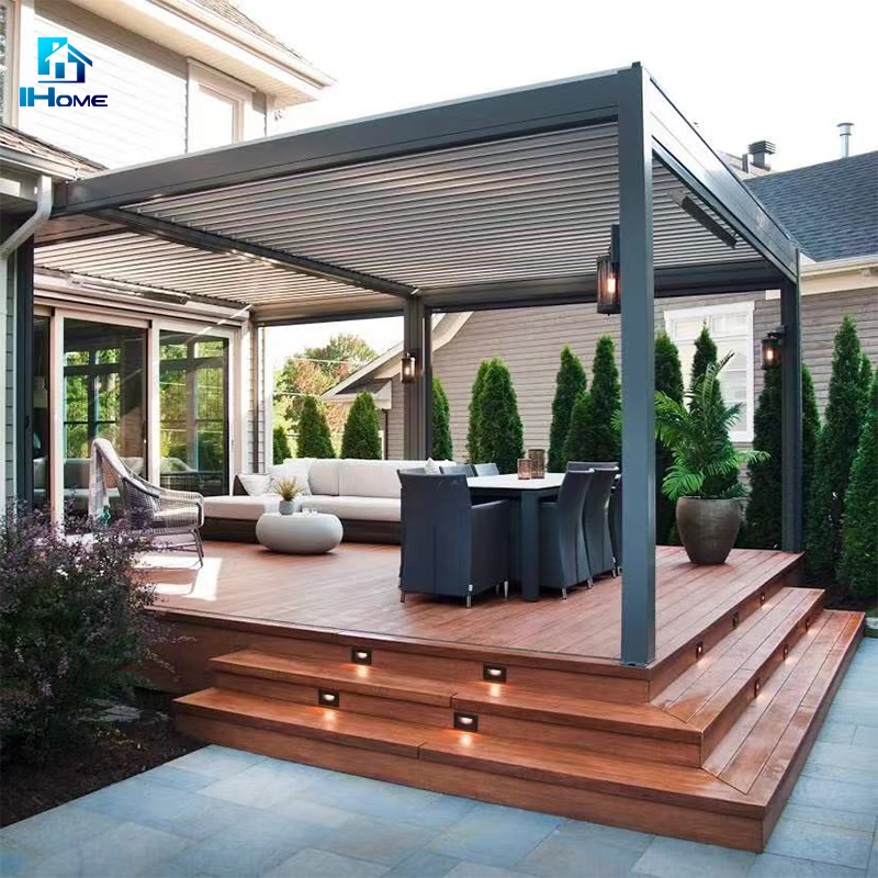 DIY Modern Design Bioclimatic Awning Cover Waterproof Louvre Roof Louver Gazebo Outdoor Aluminum Pergola