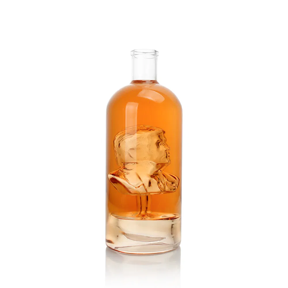 Customized Shape Clear High Borosilicate Whisky Run Liquor Vodka Spirits Glass Bottle