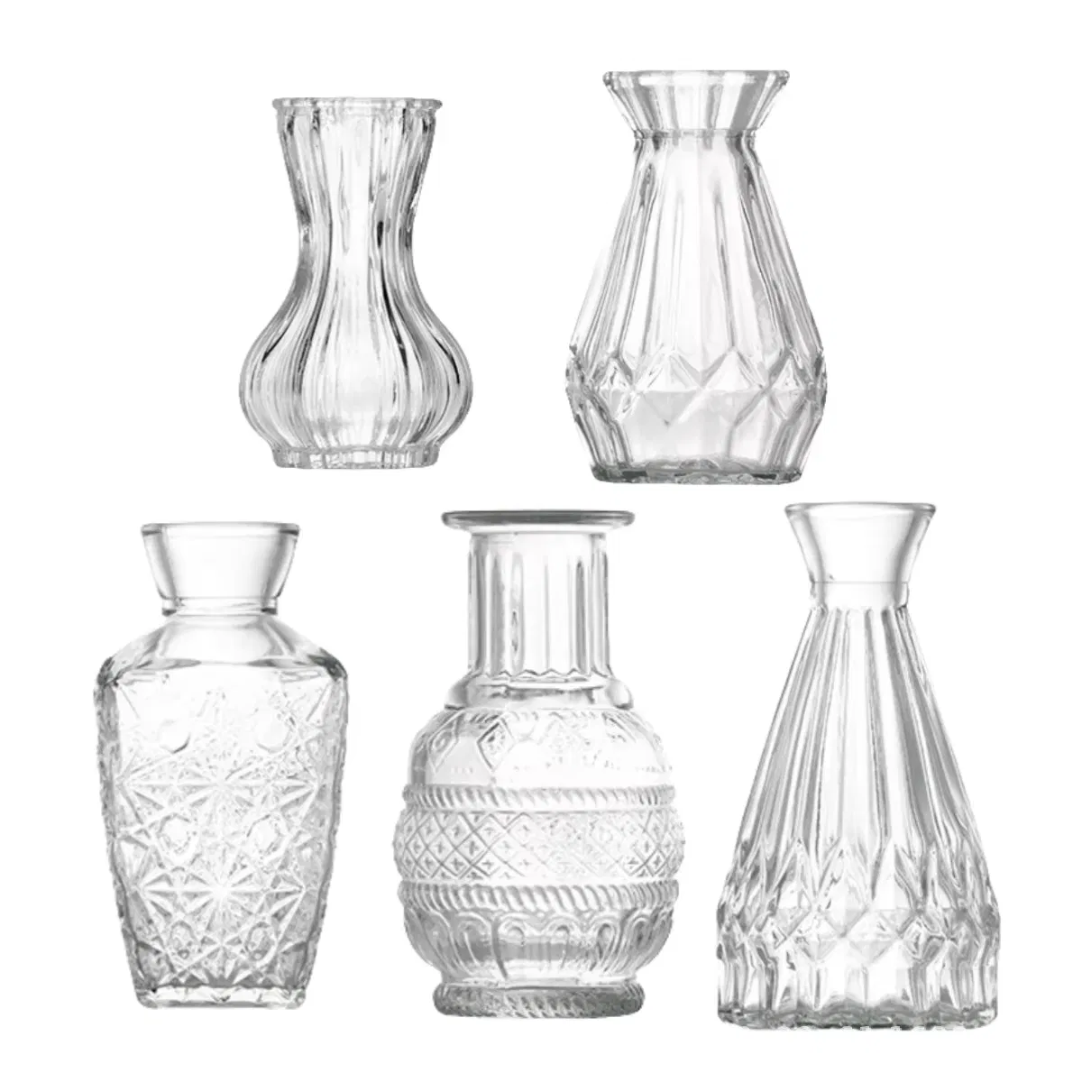 Cute Vintage Mini Glass Vase Set Bud Vases Bulk for Wedding Home Table Decor Tabletop Vase