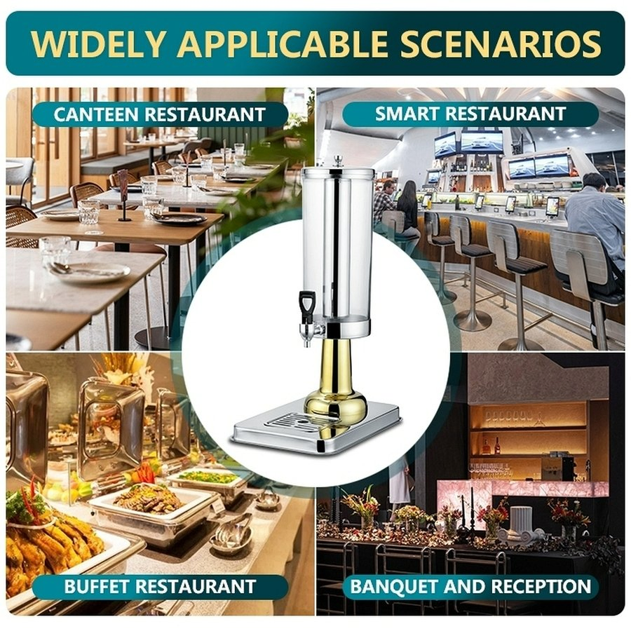 Hygienic 6L Single-Head Gold-Plated Restaurant Coffee Milk Juice Dispenser for Restaurant Kitchen