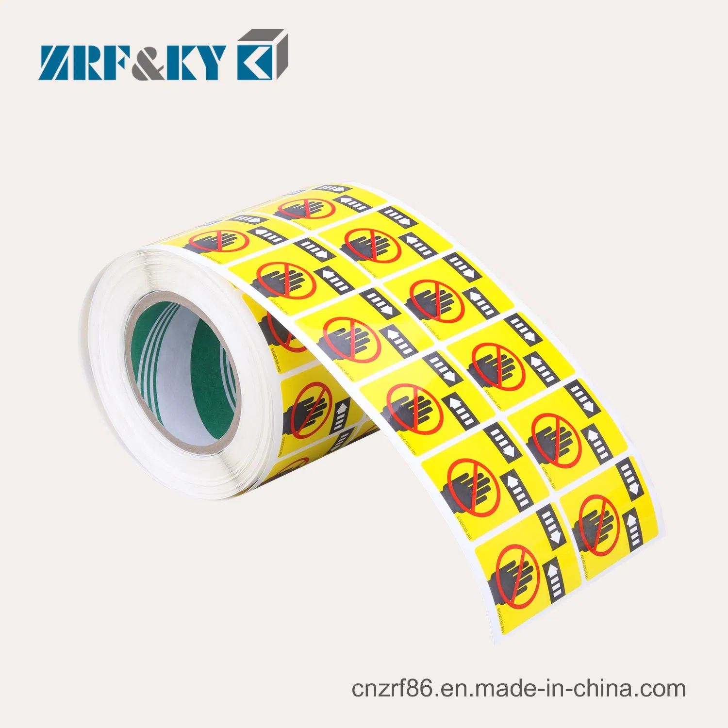 Custom Logo Fluorescence Paper Printing Self Adhesive Waterproof Safety Sign Sticker Security Warning Roll Label