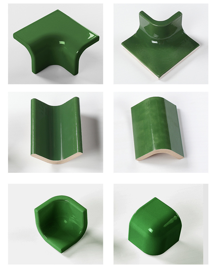 Dark Green Color Corner Bathroom Tiles Border Tiles Decorative Tile Trims