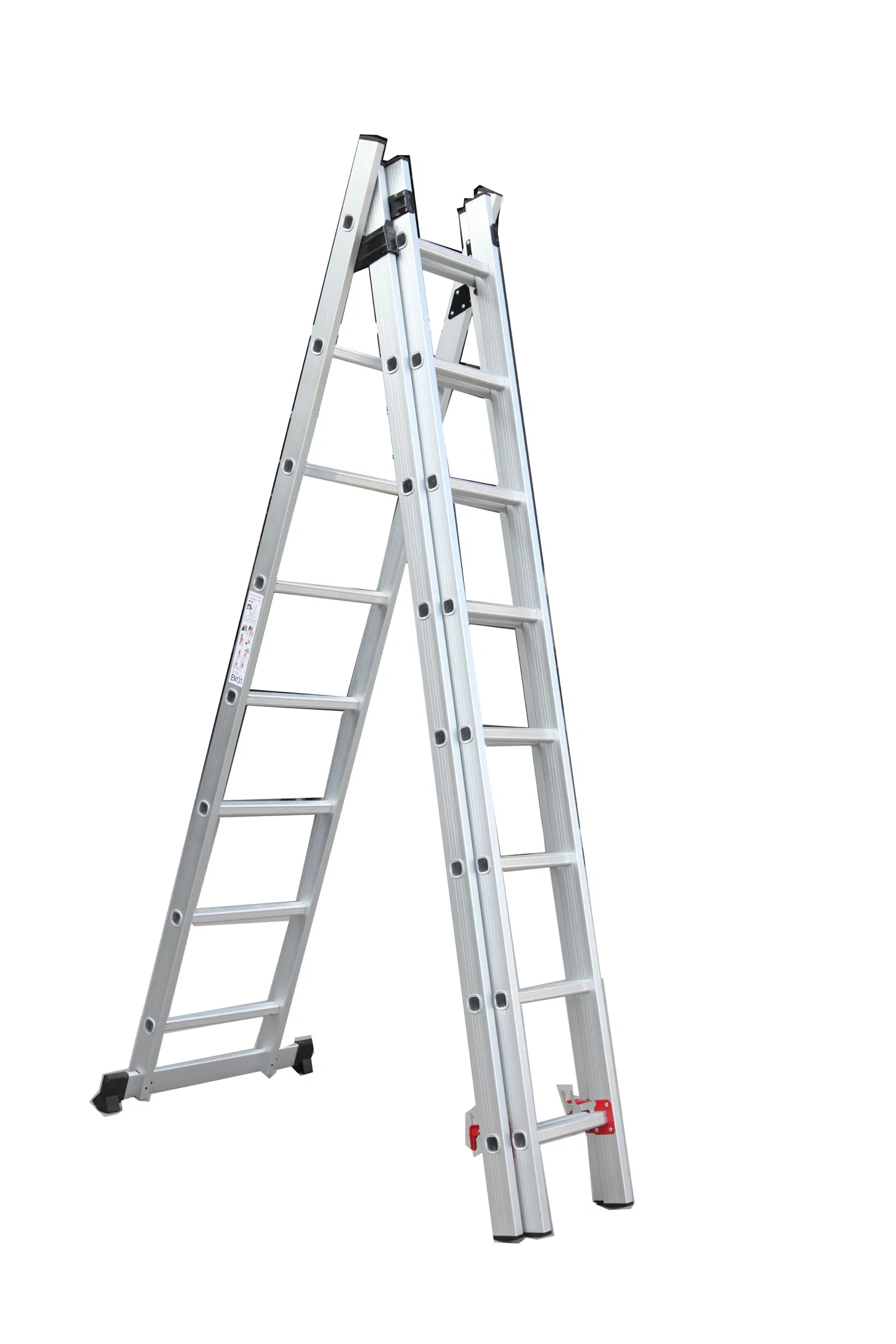 Silver White Single-Side Grooved Rail Extension Ladder