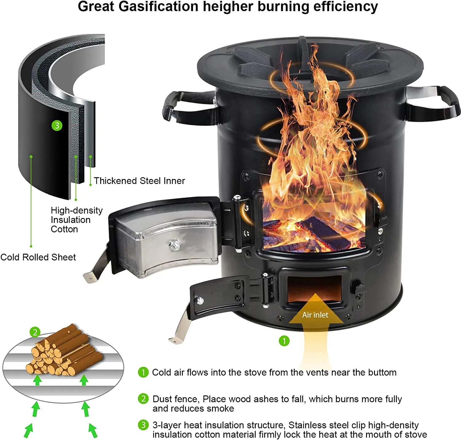 High Efficiency Wood Saving Camp Stove Outdoor Cooking Stove for BBQ Picnic