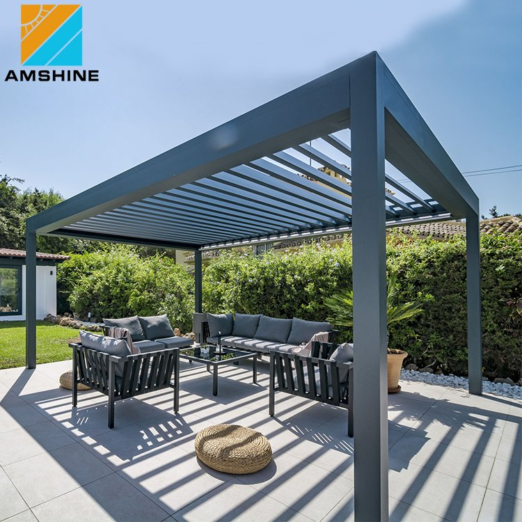 Luxury Aluminium Sun Roof Outdoor Prefabricated House Balcony Louvered Patio Cover Canopy Roof Pergola