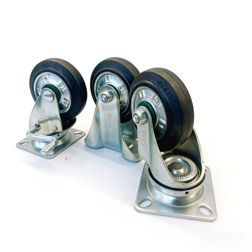 Three Models of 4 Inch Heavy-Duty Janpanese Style Rubber Casters