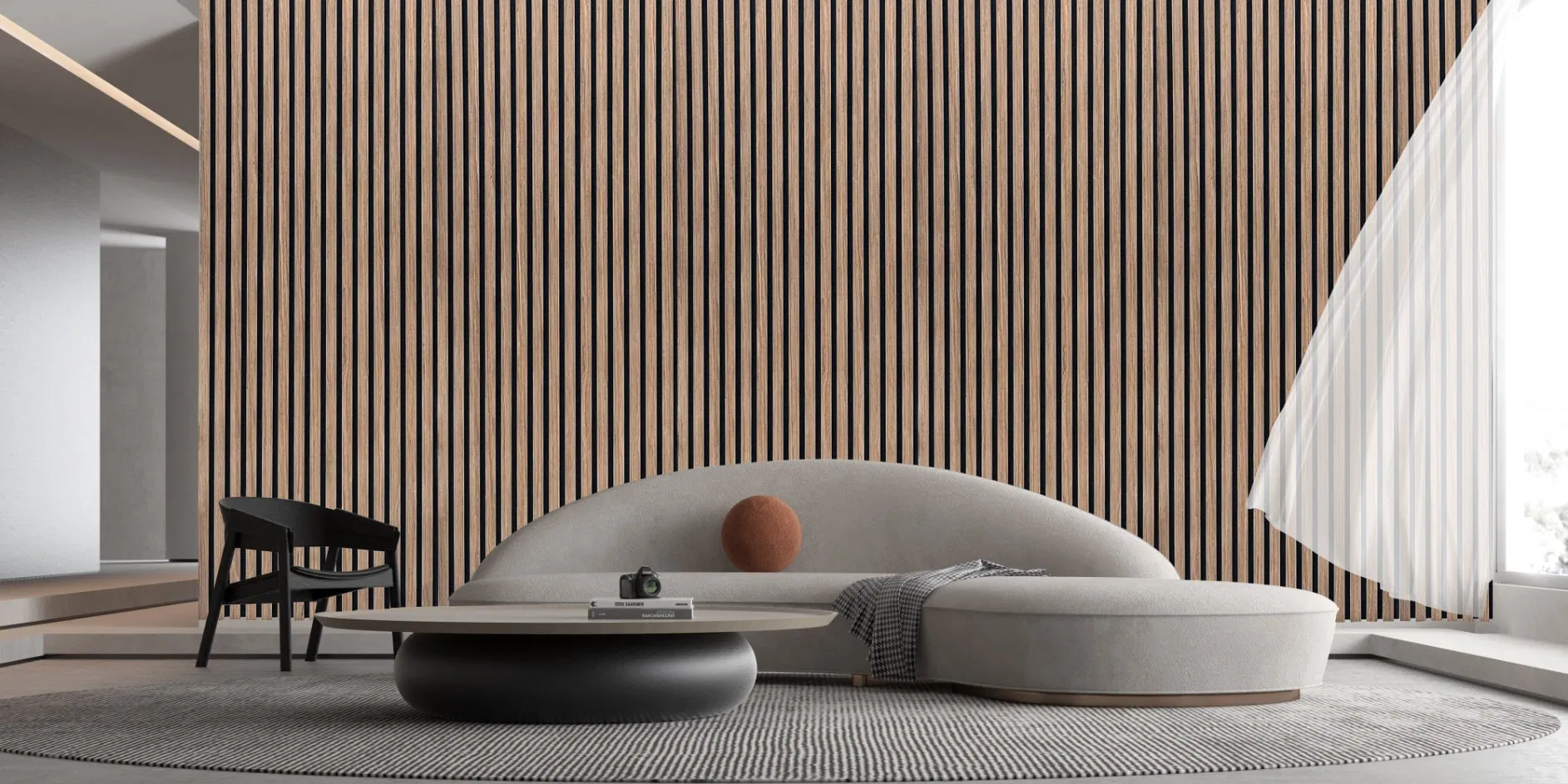 Polyester Acoustic Fire Retardant MDF Wood Veneer Slat Panel for Decoration