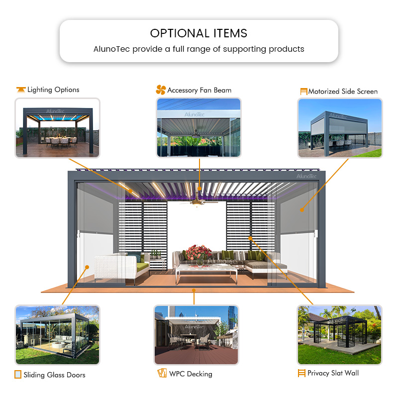 Outdoor Alloy Awning Garden Gazebo for Oasis With Side Blinds
