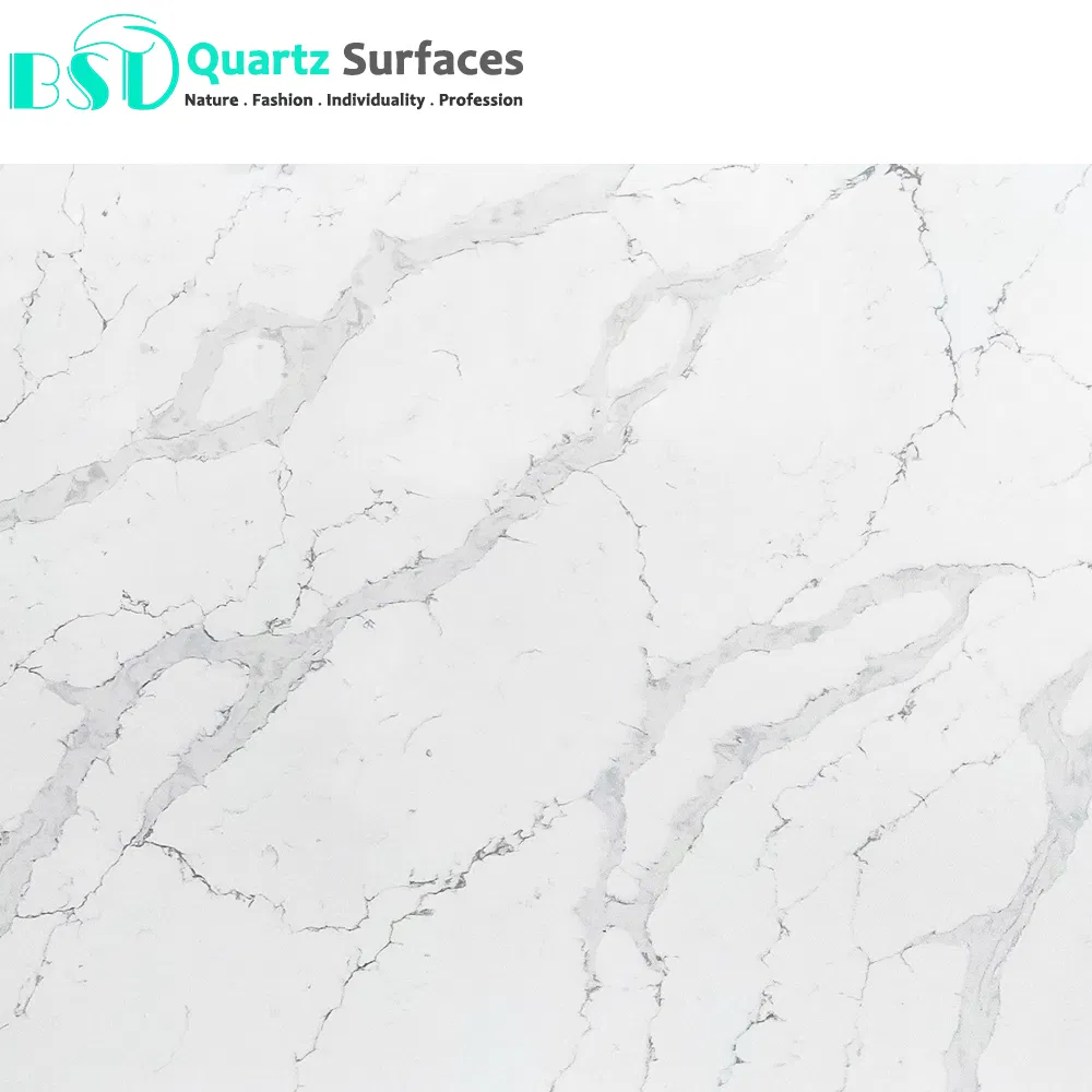 Marble Effect White Calacatta Quartz Stone Slab