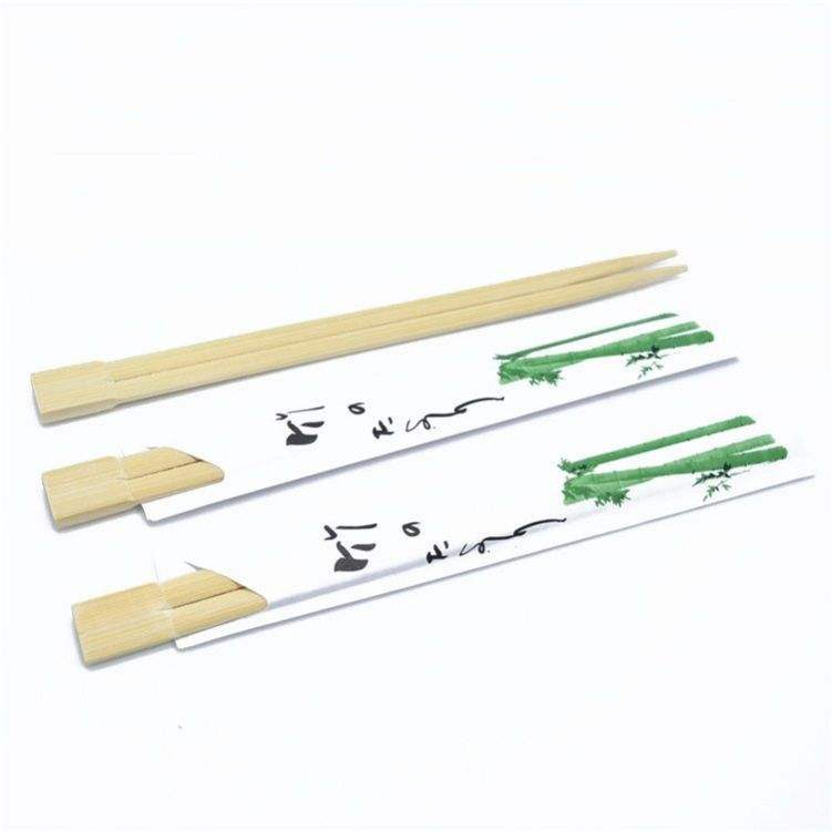 Paper Sleeve Cover Bamboo Chopsticks Environmental Twins Chopsticks with Custom Logo