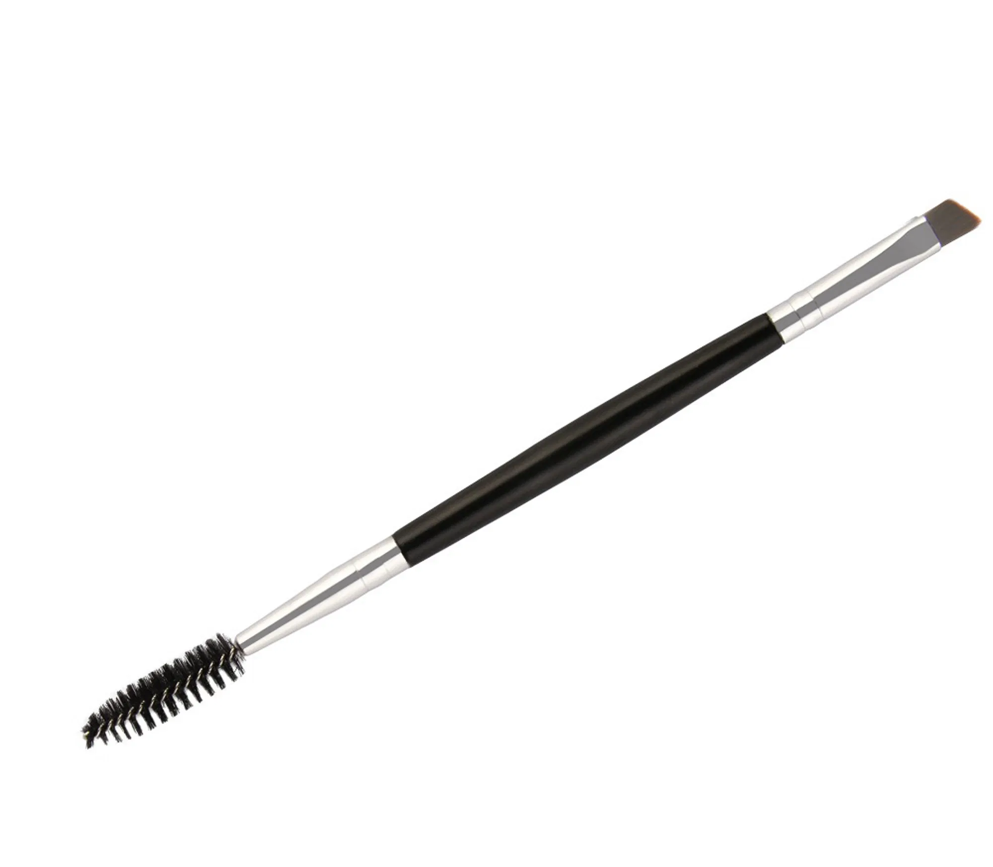 Professional Double-Ended Angled Eye Brow Brush and Spoolie Brush (Black) Eyebrow Brush