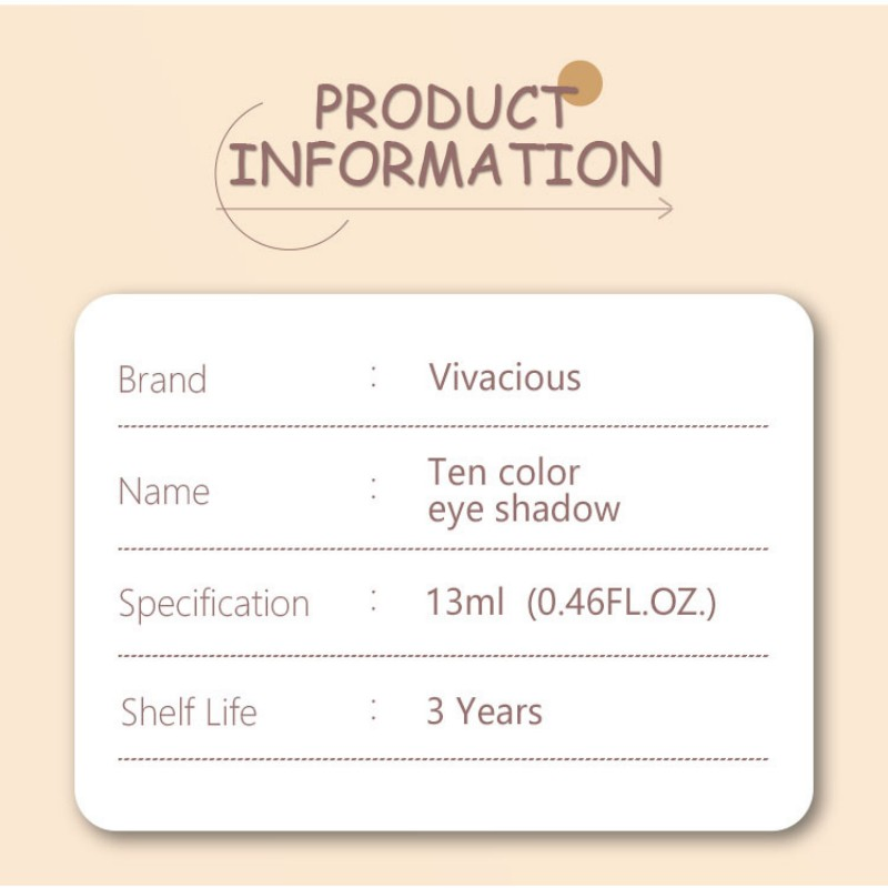 Cosmetics High Intensity Lasting Durable Color Ten Color Eye Shadow